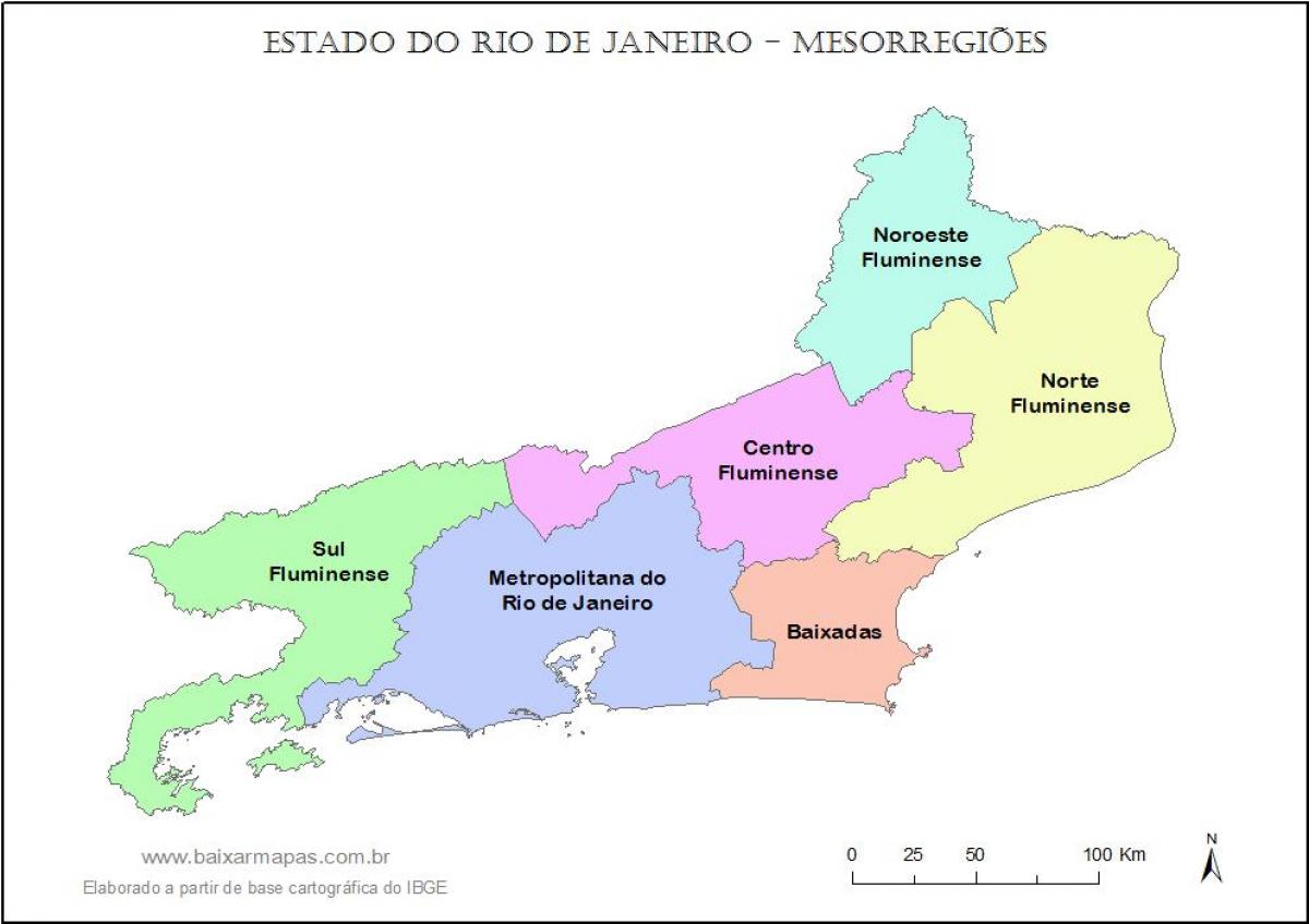 Քարտեզ mesoregions Ռիո-դե-Ժանեյրոյում