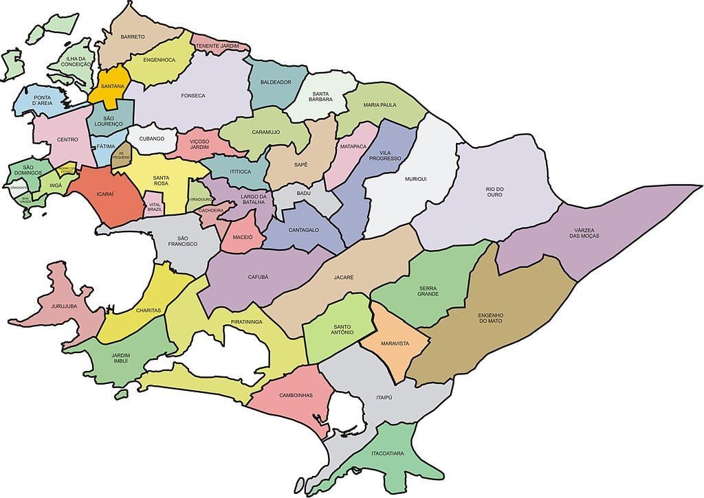 Քարտեզ quartiers обустроено Нитерой