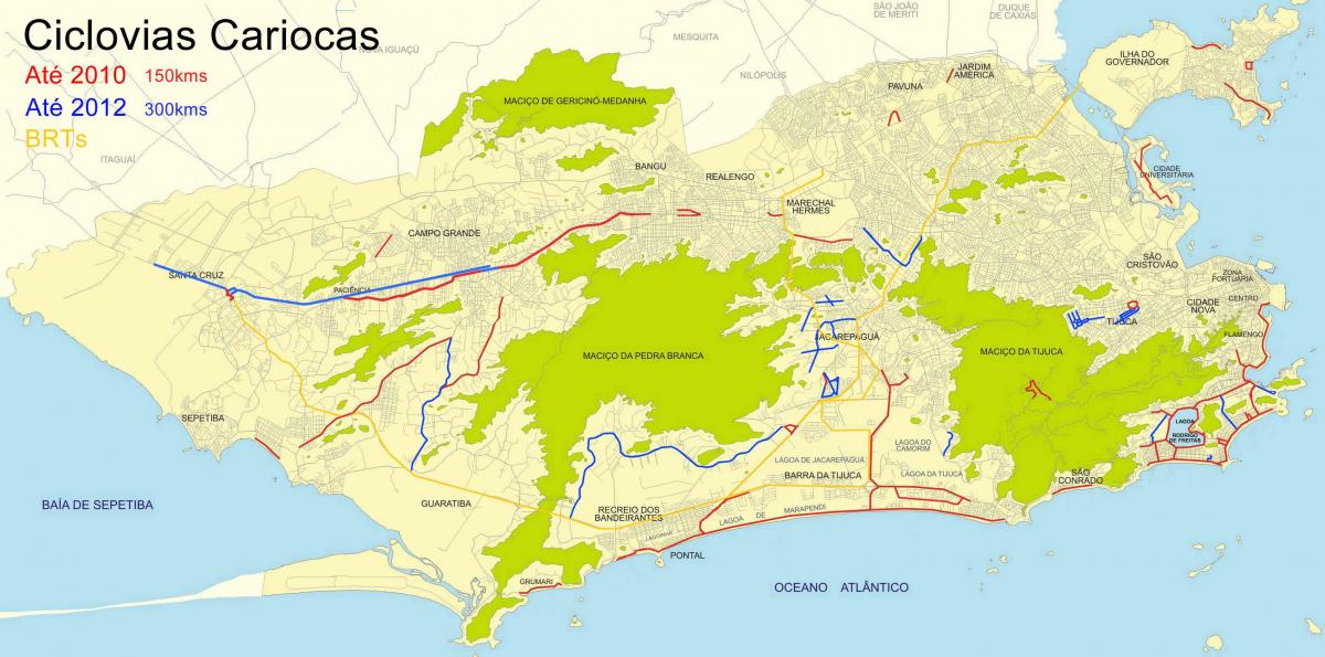 Քարտեզը հեծանվային երթուղիների Ռիո-դե-Ժանեյրոյում