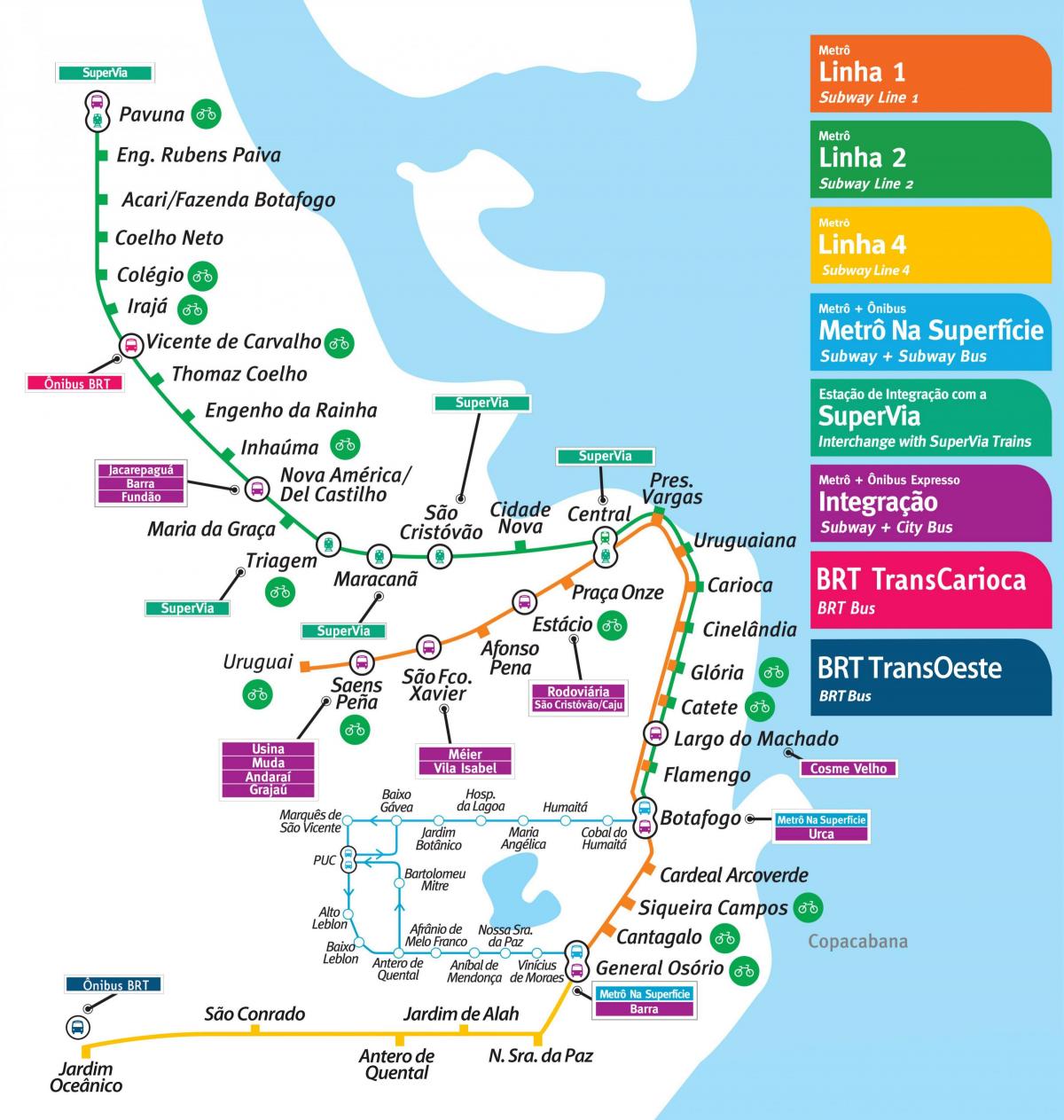 Քարտեզ Ռիո դե Ժանեյրոյում մետրոյում