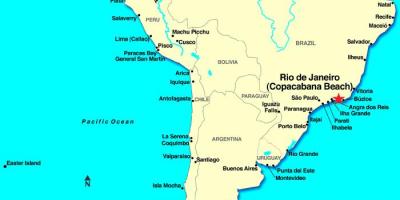 Քարտեզ Ռիո դե ժանեյրոյի Հարավային Ամերիկայում